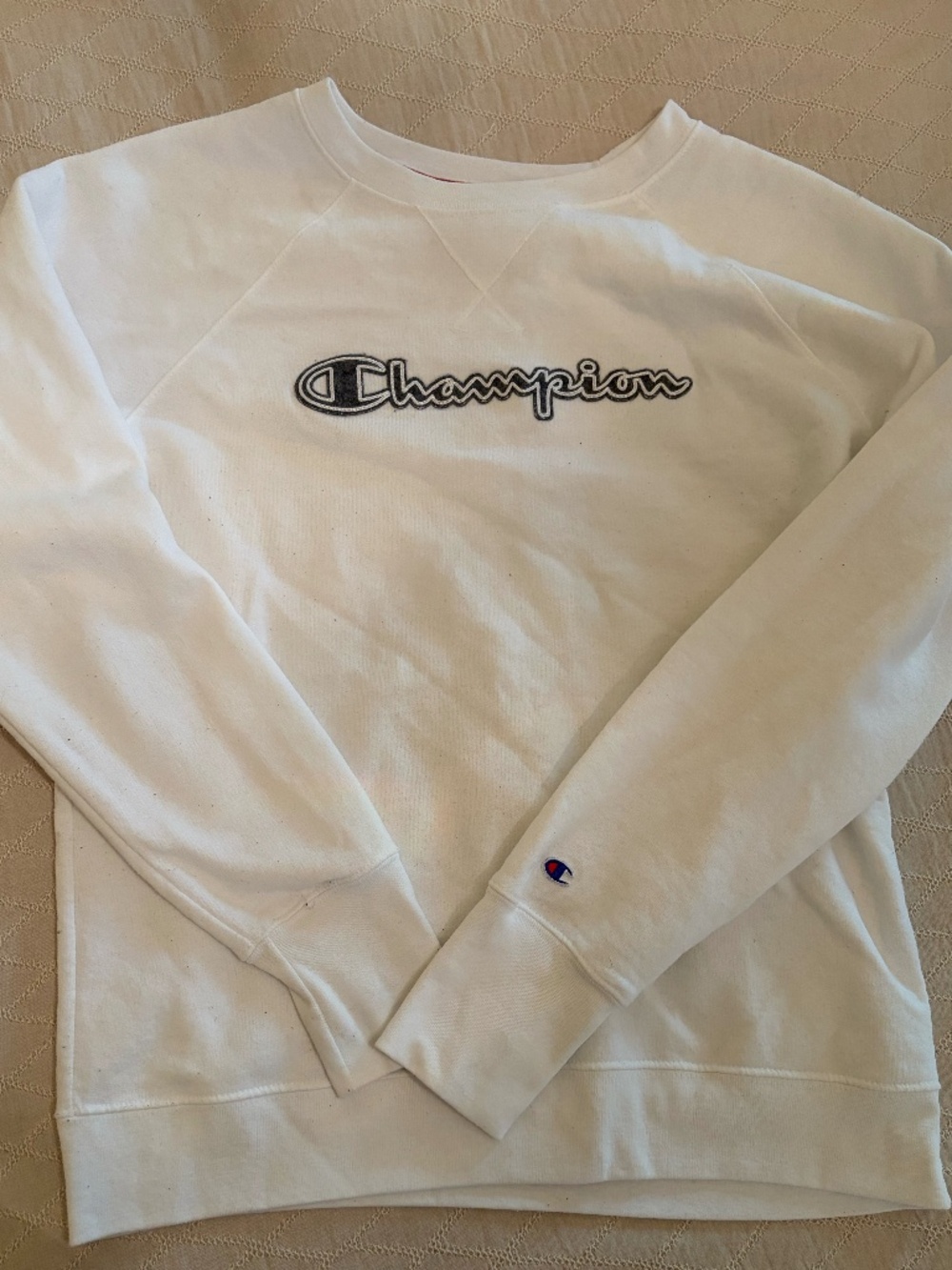White Champion Fleece Crewneck Sweatshirt Size M